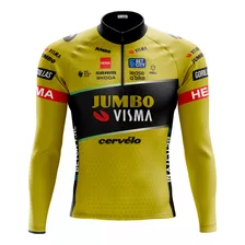 Camisa Ciclismo Manga Longa Jumbo Visma Pro Tour Com Bolsos