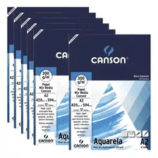 Kit 6 Papel Aquarela 12 Fls A2 300g Canson Original Pintura