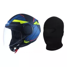 Capacete Para Moto Smk Streem Komplex Azul Amarelo Fosco Lj