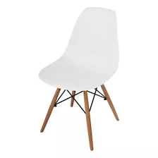 Cadeira Para Escritório Pé De Madeira Anima Eames Branca Cor Branco