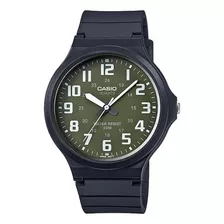 Relógio De Pulso Casio Youth Mw-240 Com Corpo Preto, Analógico, Para Masculino, Fundo Verde, Com Correia De Resina Cor Preto, Agulhas Cor Branco E Preto, Subdials De Cor Branco, Ponteiro De Minutos/