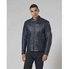 Novo! Jaqueta Triumph De Couro Masculino Braddan Blue M