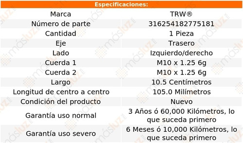 (1) Tornillo Estabilizador Tras Izq/der Lexus Es250 90/91 Foto 2