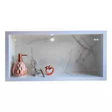 Nicho De Porcelanato Branco Carrara Polido Banheiro 60x32cm Lomina
