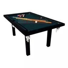 Mesa De Pool Deportes Brienza Semiprofesional 1.85m X 1.1m X 0.8m Color Negro, Paño Verde Y Redes Color Blanco