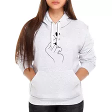 Moletom Estampado Feminino Mão Coreana Canguru Blusa De Frio