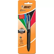 Caneta Bic 4 Cores Retratil Emborrachada Grip Pro 1.0 4 Em 1 Cor Do Exterior Preto/cinza