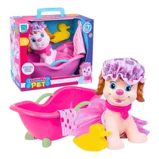 Boneca Menina Patrulha Pet Canina Banho Articulada Vinil 