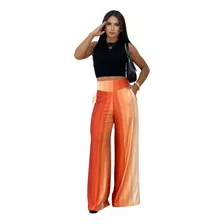 Calça Pantalona Com Bolsos Viscose 