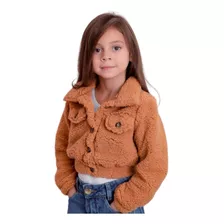 Blusa De Frio Jaquetinha De Pelinho Teddy Com Botão Infantil