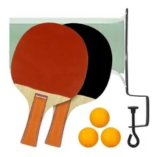 Kit Tênis De Mesa Ping Pong 2 Raquetes 3 Bolas Com Rede