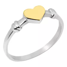 Anillo Corazón Plata 925 Oro 18k Compromiso Novios Amor Dama