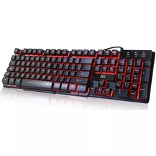 Teclado Gamer Usb Rii Retroiluminado Led Color Del Teclado Negro