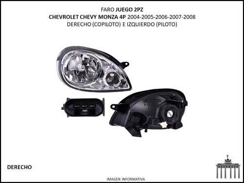 Faro Chevy 2004-2008 C2 Monza 4p Juego 2pz Ctt Foto 2