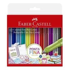 Caneta Ponta Porosa Faber-castell Fine Pen 0.4mm - 12 Un