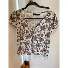 Remera Cuesta Blanca Floreada - Talle 38 - Impecable