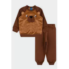 Conjunto Moletom Infantil Menino Ursinho Reirex