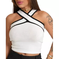 Cropped Camiseta Feminino Transpassado Blusa