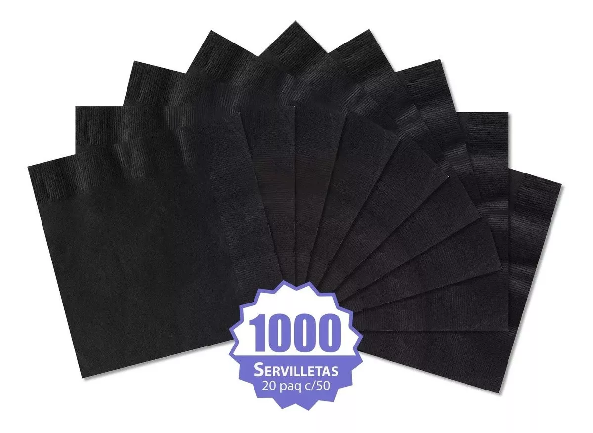 Servilleta Amscan Color Negro Con 1000 Unidades
