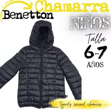 Chamarra Benetton Negra Puff Niño Defecto La Segunda Bazar 