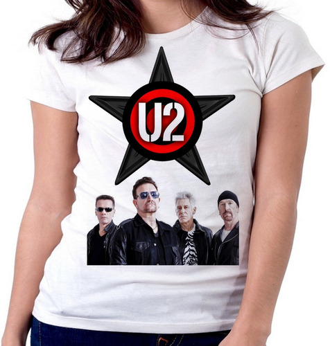Blusa Camiseta Feminina Baby Look U2 Banda Rock Estrela Logo