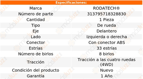 (1) Maza Rueda Del Izq/der C/conector Abs G20 4wd 96/00 Foto 5