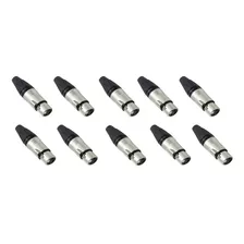 Kit 10pcs Plug Conector Xlr Femea Linha 3 Polos