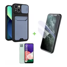 Funda Protector Porta Tarjetas Samsung A22 + Lamina De Gel