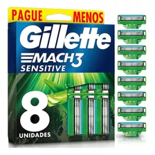 Cartucho De Rastrillo Gillette Mach3 Sensitive 8 Unidades