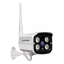 Camara Exterior Resistente Lluvia Ip Wifi Hd 720 Hd P2p Visión Nocturna Alerta Sensor De Movimiento Infrarrojo Monitoreo Color Blanco