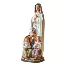 Imagem Nossa Senhora De Fátima Com Pastores Resina 30cm