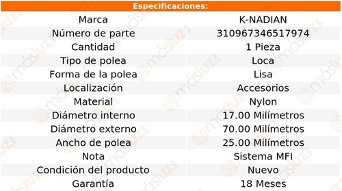 Polea Lisa Nylon Para Kia Rondo L4 2.4l 09 K-nadian Foto 3