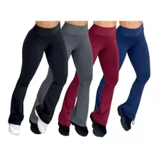 Kit 4 Calça Flare Bailarina Cintura Alta Suplex Várias Cores