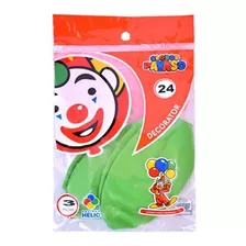 Globo Latex Payaso Redondo #24 Color, Bolsa 3 Pzas Color Verde Lima