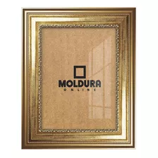 Moldura 19x30 Quadro 30x19 Dourada Clássica C/ Vidro