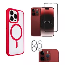 Capinha Case Magnética Luxo Para iPhone 13pro + 3d Kit3em1