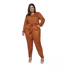 Conjunto Feminino Calça E Blusa Plus Size Em Suede