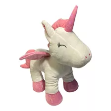 Peluche Unicornio Con Alas Y Cuerno Color Blanco 40x40cm