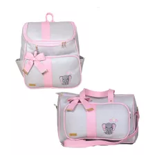 Kit Bolsa Maternidade Elefantinho Rosa - 02 Peças