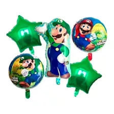 Set X5 Luigi De Mario Bross Globos Metalizado Fiesta