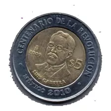 Moneda Cinco Conmemorativa Luis Cabrera Revolución 34
