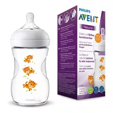 Mamadera Natural Avent Diseño Tigres Dibujos 1m+ 260ml 