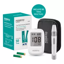 Kit Glucometro Medidor De Glucemia Femmto Vgm-04 60 Tiras Reactivas 10 Lancetas Punzador Estuche Y Pilas Incluidas Control Diabetes