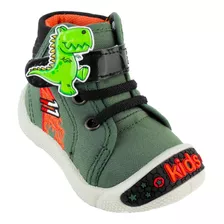 Tenis Bota Niño Bebe Dinosaurio Rex Casual Velcro 674-vm