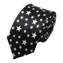 Gravata Slim Estrelas Star Preto E Branca Skinny