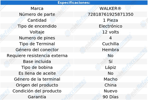 Bobina Lpiz Para Lexus Gs300 L4 2.0l De 2018 A 2019 Walker Foto 5