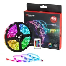 Rollo Cinta Led De Luces Rgb 5mt C/ Control Y Usb Xtrike Me