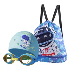 Kit Para Natação Infantil Com Óculos Touca E Mochila Piscina