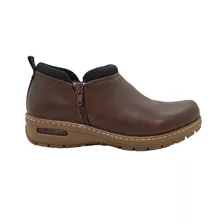 Botita Zapato Confort Cuero Vacuno Floreado Burbuja De Aire 