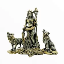 Paquete De Diosa Hecate Plateada 30cm Con 2 Perros 